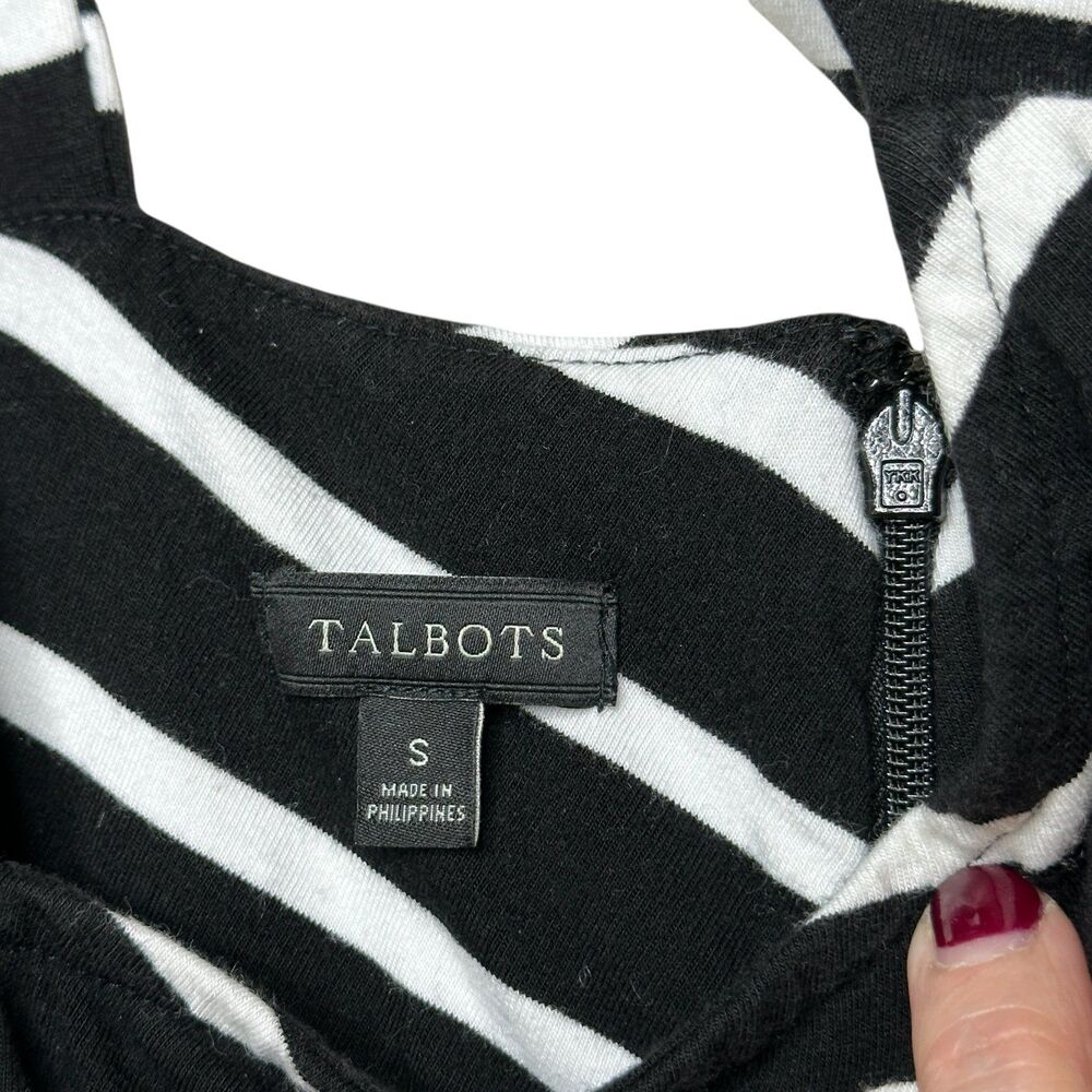 Talbots Black White Chevron Stripe Maxi Dress Sleeveless Size Small - Picture 8 of 8